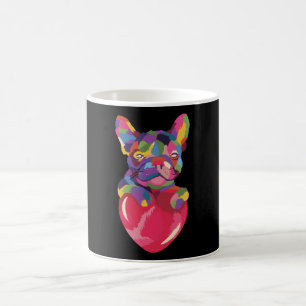 Französischer Bulldog mit rotem Herzen bunt Kaffeetasse