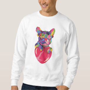 Französischer Bulldog mit rotem Herzen bunt Sweatshirt