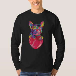Französischer Bulldog mit rotem Herzen bunt T-Shirt