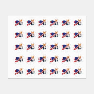Französischer Bulldog mit US-Flagge Etiketten
