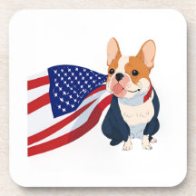 Französischer Bulldog mit US-Flagge