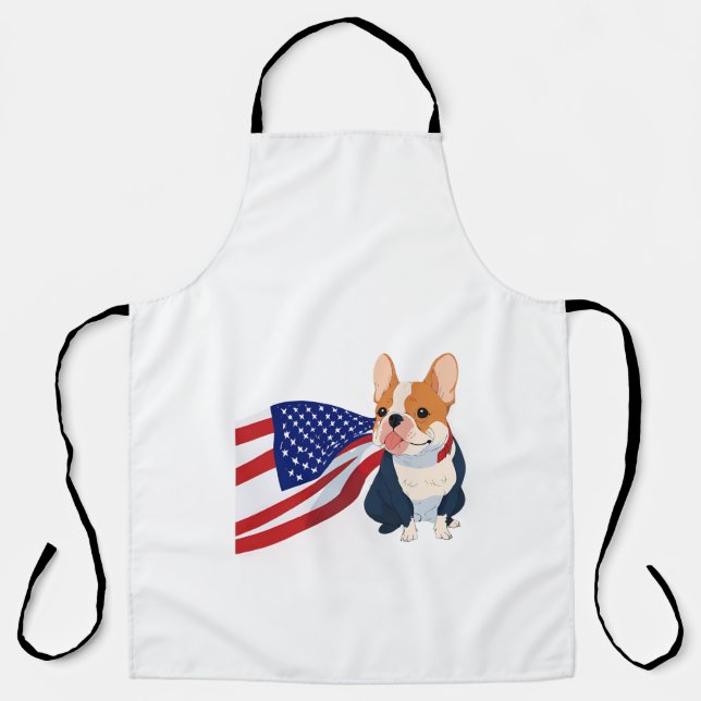 Französischer Bulldog mit US-Flagge Schürze (Vorderseite)