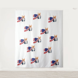 Französischer Bulldog mit US-Flagge Wandteppich