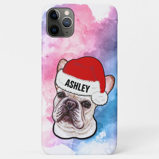 Französischer Bulldog mit Weihnachts-Hund Case-Mate iPhone Hülle (Rückseite)
