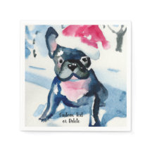 Französischer Bulldog mit Weihnachts-Weihnachtsman