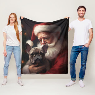 Französischer Bulldog mit Weihnachtsmann Weihnacht Fleecedecke