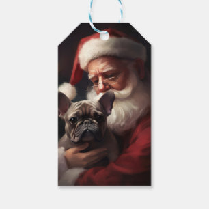 Französischer Bulldog mit Weihnachtsmann Weihnacht Geschenkanhänger