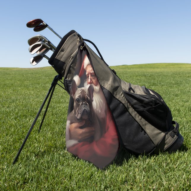Französischer Bulldog mit Weihnachtsmann Weihnacht Golfhandtuch (Gras)