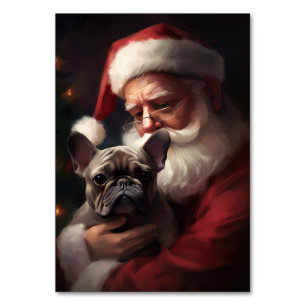 Französischer Bulldog mit Weihnachtsmann Weihnacht Tischnummer