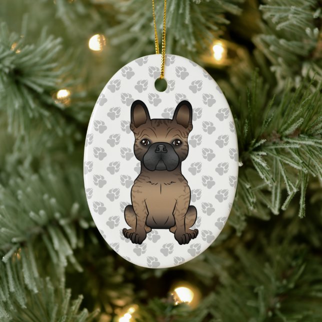 Französischer Bulldog / Niedlicher Hund und Text Keramik Ornament (Baum)