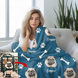 Französischer Bulldog, Ocean Blue Personalisiert P Fleecedecke