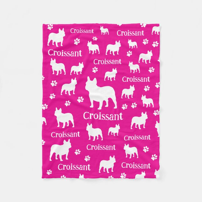 Französischer Bulldog Personalisierter Hund Blanke Fleecedecke (Vorderseite)
