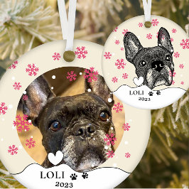 Französischer Bulldog Personalisierter Zeichn Keramik Ornament