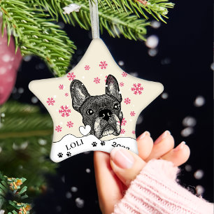 Französischer Bulldog Personalisierter Zeichn Keramik Ornament
