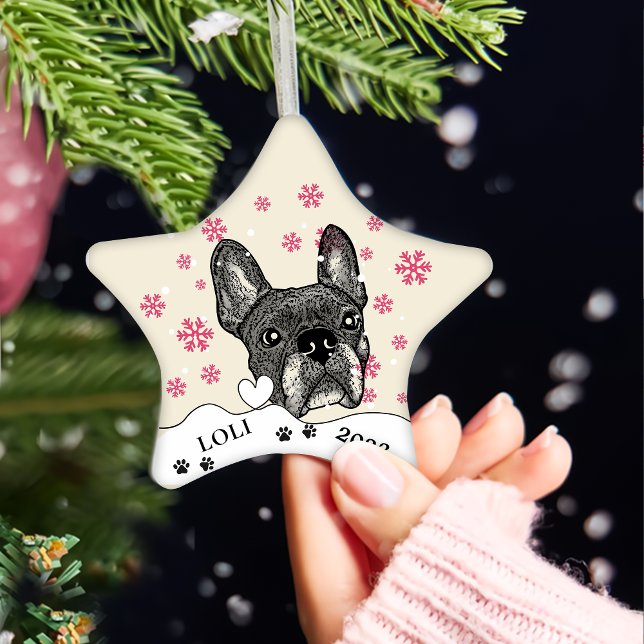 Französischer Bulldog Personalisierter Zeichn Keramik Ornament (Von Creator hochgeladen)