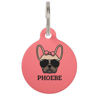 Französischer Bulldog Pet ID-Tag bei Weibchen Haustiermarke