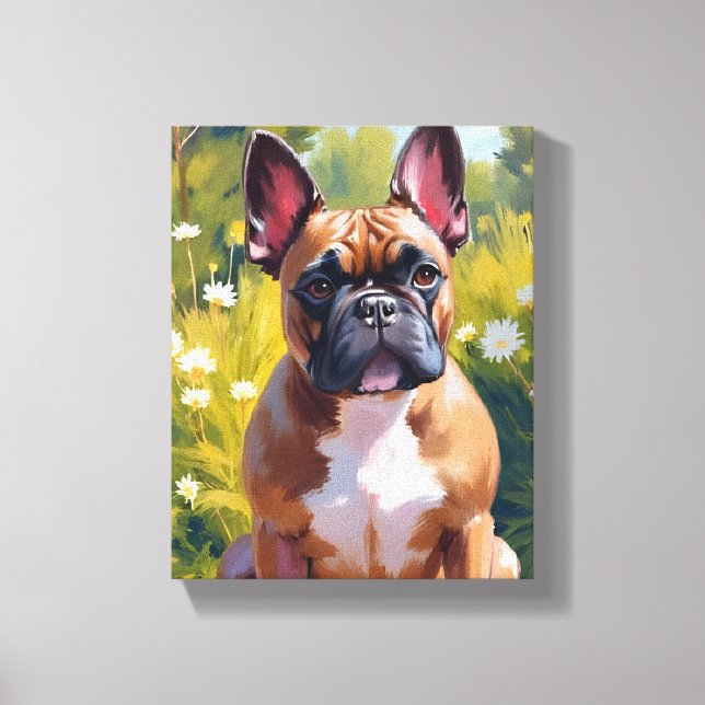 Französischer Bulldog Pet Malerei Hund Kunst Leinwanddruck (Vorderseite)