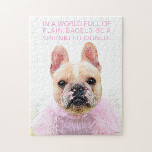 Französischer Bulldog Pink Glam Inspiration Donut  Puzzle