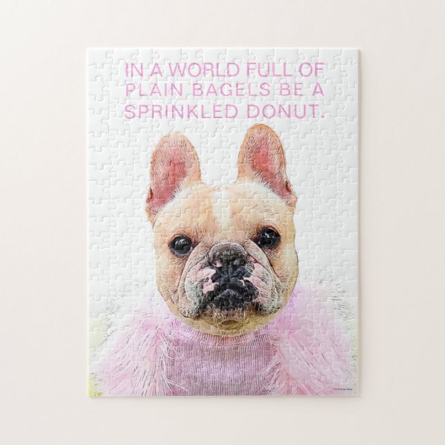 Französischer Bulldog Pink Glam Inspiration Donut  Puzzle (Vertikal)