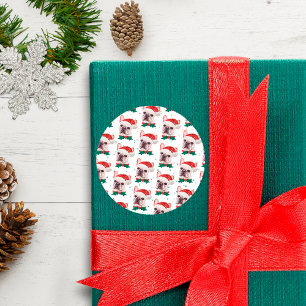 Französischer Bulldog-Rasse Weihnachtsgeburt Muste Runder Aufkleber