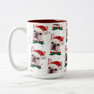 Französischer Bulldog-Rasse Weihnachtsgeburt Muste Zweifarbige Tasse