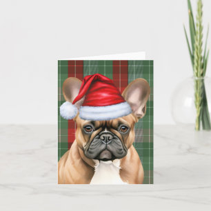 Französischer Bulldog Red Green Saison Karierten W Feiertagskarte