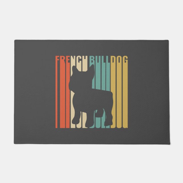 Französischer Bulldog Retro 1970er Hund Silhouette Fußmatte (Vorderseite)