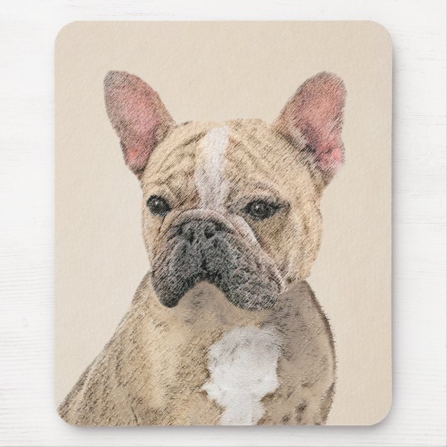 Französischer Bulldog (Sable) Gemälde - Niedlich O Mousepad (Vorne)