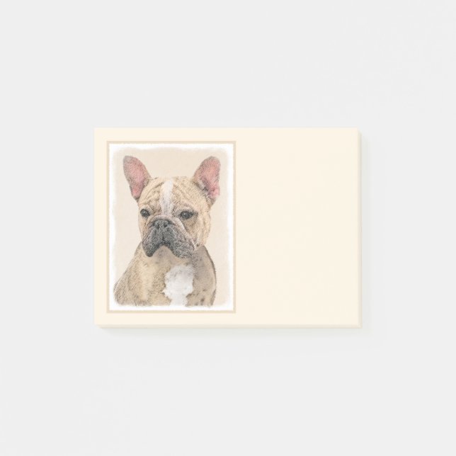 Französischer Bulldog (Sable) Gemälde - Niedlich O Post-it Klebezettel (Vorderseite)