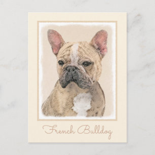 Französischer Bulldog (Sable) Gemälde - Niedlich O Postkarte