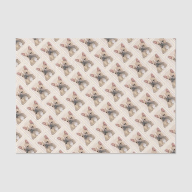 Französischer Bulldog (Sable) Gemälde - Niedlich O Seidenpapier (Vorderseite)