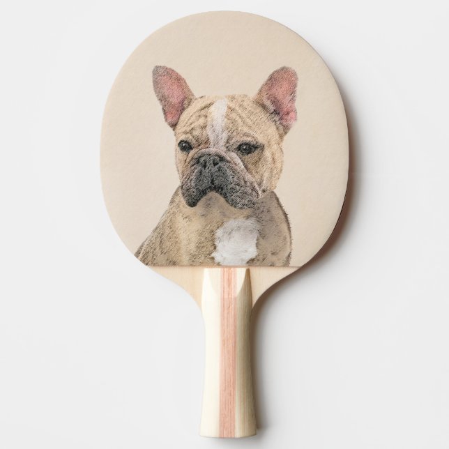 Französischer Bulldog (Sable) Gemälde - Niedlich O Tischtennis Schläger (Vorderseite)