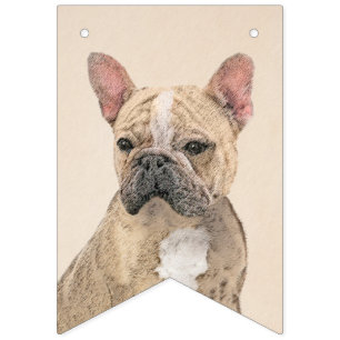 Französischer Bulldog (Sable) Gemälde - Niedlich O Wimpelkette