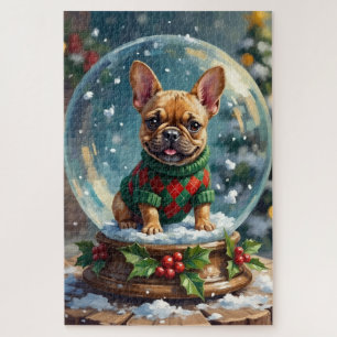 Französischer Bulldog-Schneeball-Weihnachtspullove Puzzle