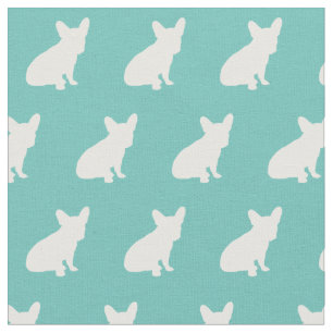 Französischer Bulldog-Silhouette Aquamarin Stoff