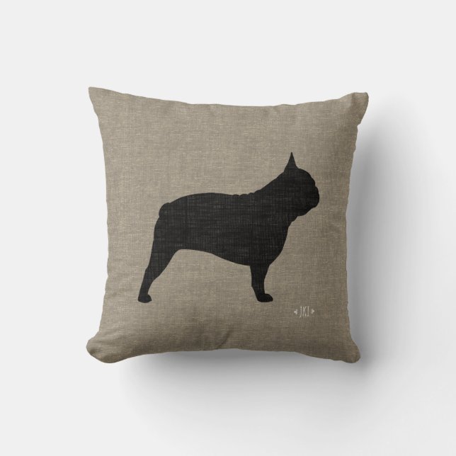 Französischer Bulldog Silhouette Frenchie Hund Dek Kissen (Vorderseite)