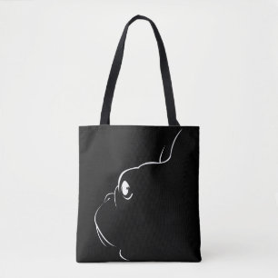 Französischer Bulldog Silhouette Tote Bag (Schwarz