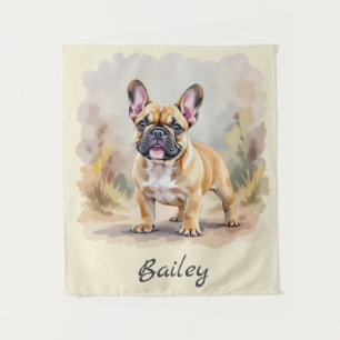 Französischer Bulldog Tan Fawn-farbener Niedlicher Wandteppich