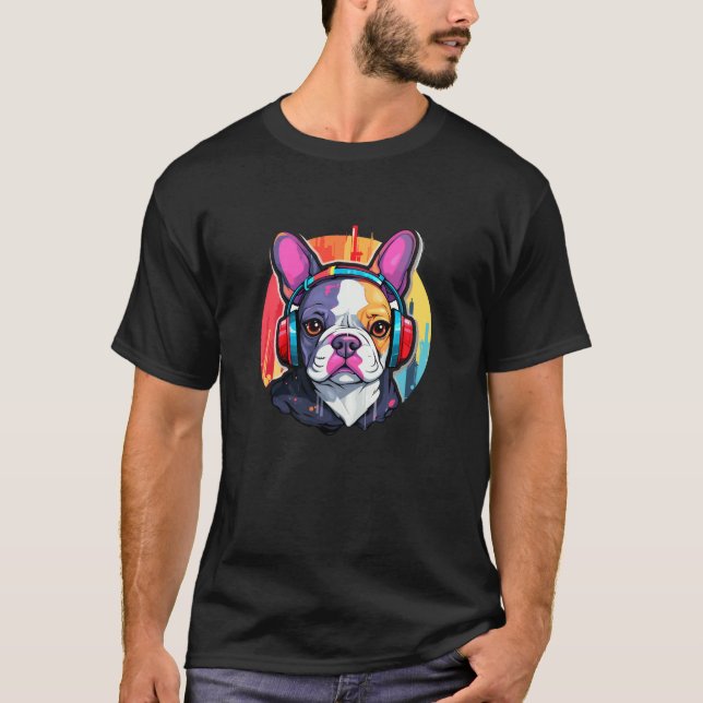 Französischer Bulldog-Tier-Welt-Hunde lieben Spaß T-Shirt (Vorderseite)