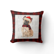 Französischer Bulldog und Karierter Red Christmas 