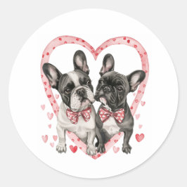 Französischer Bulldog Valentinstag Frenchie Dog Gi Runder Aufkleber
