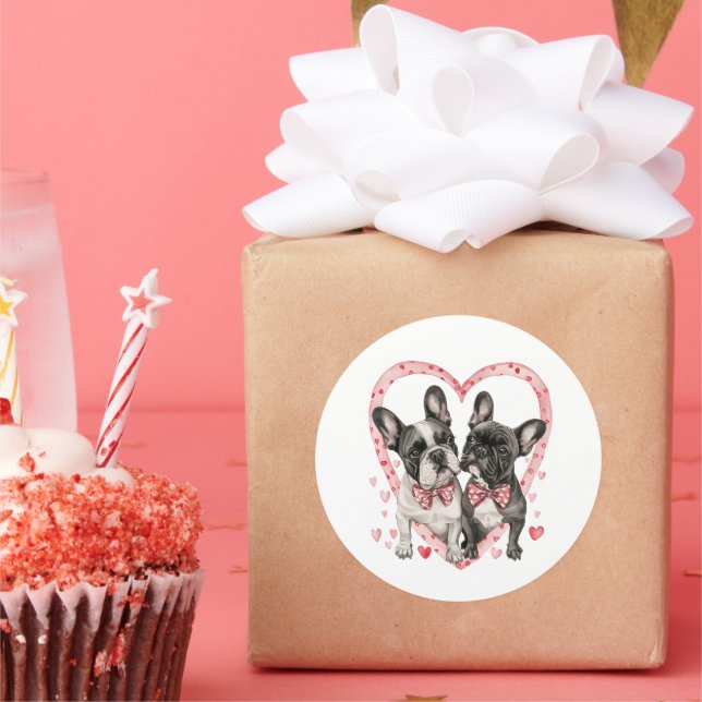 Französischer Bulldog Valentinstag Frenchie Dog Gi Runder Aufkleber (Party)