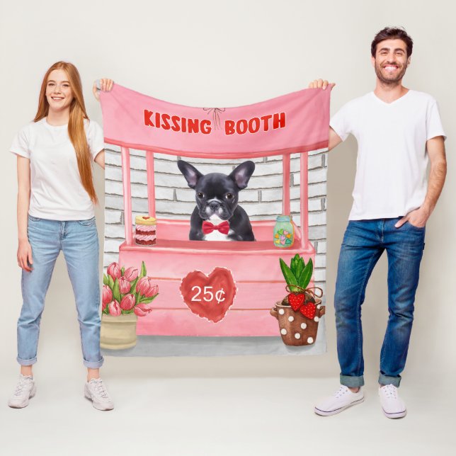 Französischer Bulldog-Valentinstag-Kissingstand Fleecedecke (Beispiel)