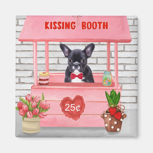 Französischer Bulldog-Valentinstag-Kissingstand Magnet (Vorne)