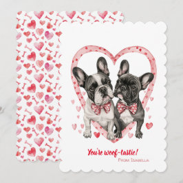 Französischer Bulldog Valentinstag Woof-tastic Fun Feiertagskarte