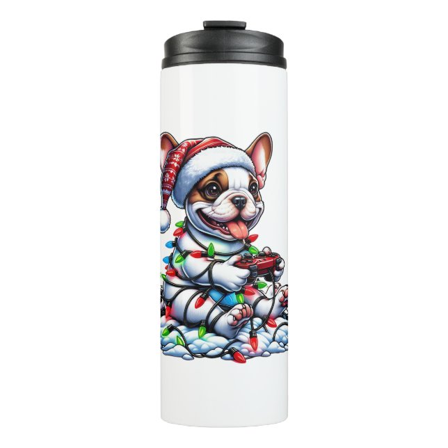 Französischer Bulldog Video Game Controller Lichts Thermosbecher (Vorderseite)