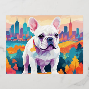 Französischer Bulldog Vintag Animal Nature Stadt H Folien Feiertagspostkarte