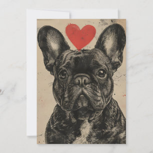 Französischer Bulldog Vintag Valentinstag Feiertagskarte