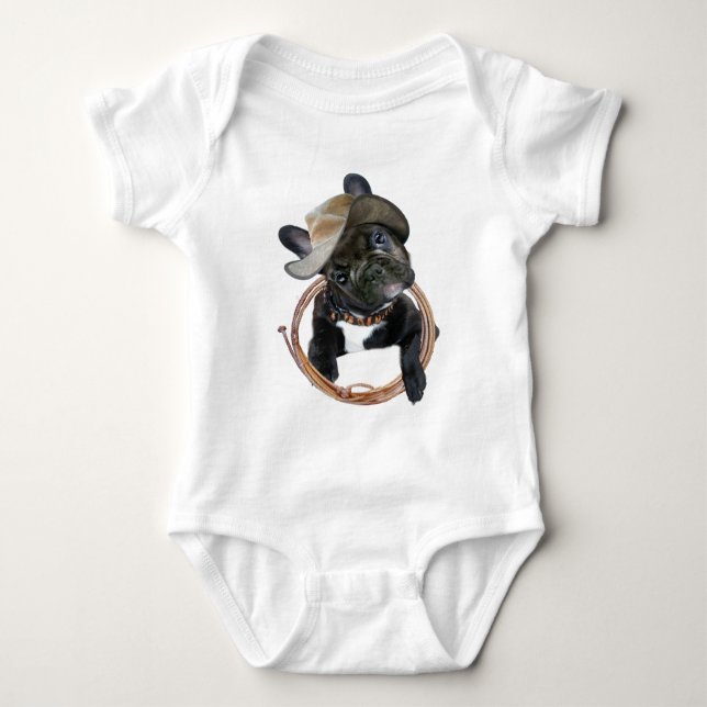 FRANZÖSISCHER BULLDOG WARS LASSO Bekleidung Baby Strampler (Vorderseite)