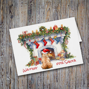 Französischer Bulldog wartet auf Weihnachten Kamin